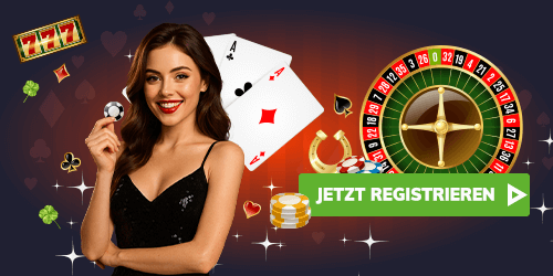 Frau vor Roulettekarten und Chips mit dem Hinweis Jetzt registrieren und dem Thema Was Sind Value Wetten